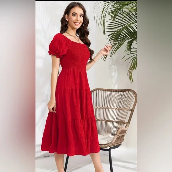 Elegant Red Summer Dress NWOT Size Small - Picture 4 of 4